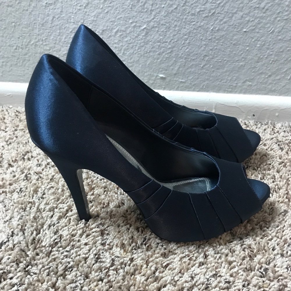 Blue Satin Heels